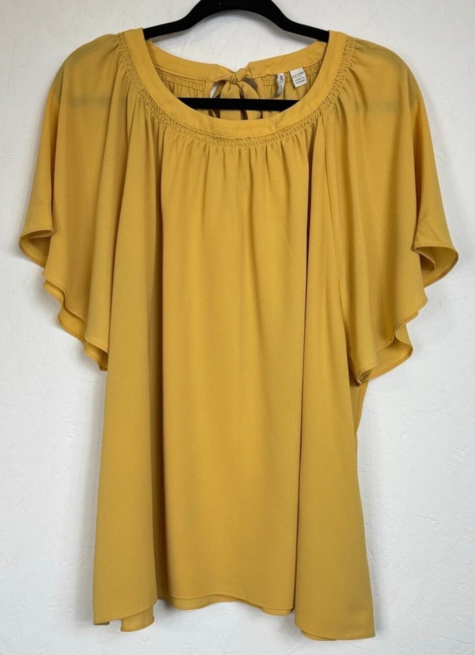 Cato Yellow Short Sleeve Blouse Women's 22/24W